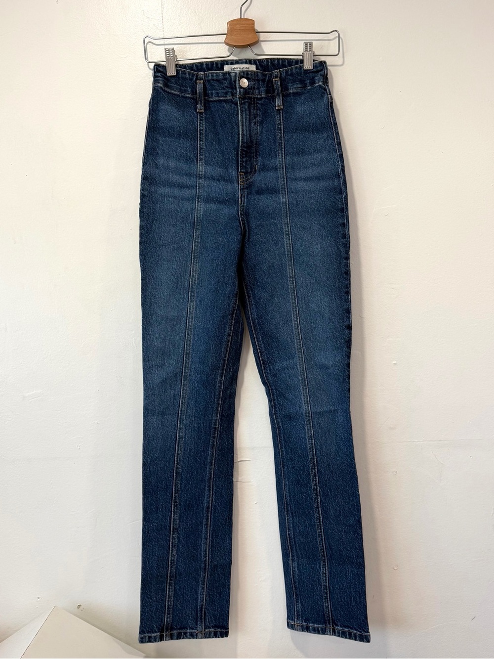 Reformation Amie Seamed High Rise Skinny Jeans Anguilla Wash